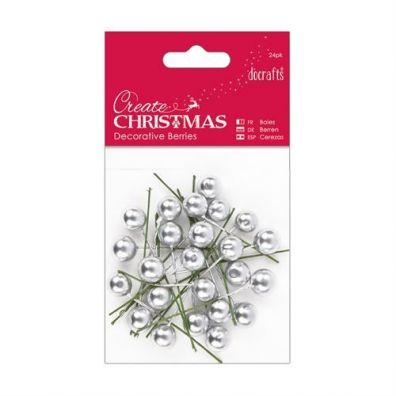 Ekstra Docrafts Create Christmas Decorative Berries - Silver