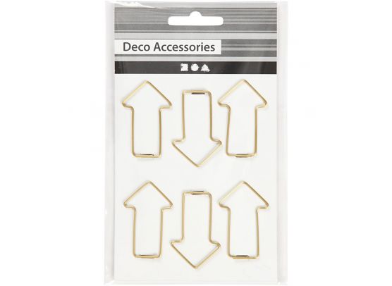 Metal Paperclips - Gold Arrows 40x25 mm - 6 pcs