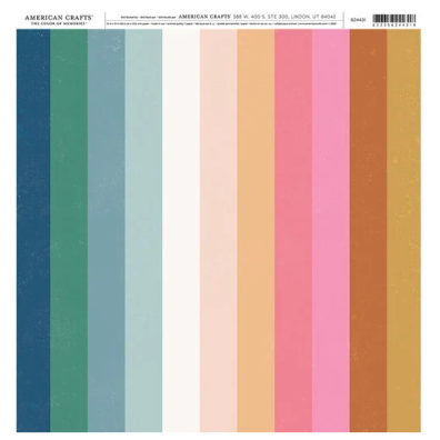 American Crafts - The Color of Memories - Rainbow Horizontal Stripes 12x12 mønsterpapir