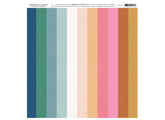 American Crafts - The Color of Memories - Rainbow Horizontal Stripes 12x12 mønsterpapir