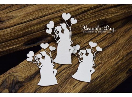 Snipart Chipboard - Beautiful Day - Young Couples With Balloons - 3pc