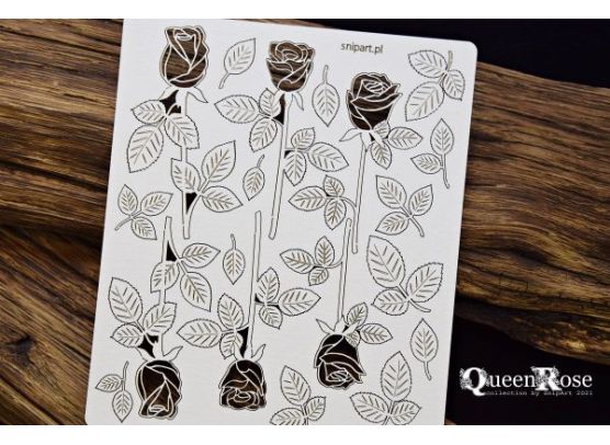 Snipart Chipboard - Queen Rose - Openwork Roses With Stems - Set