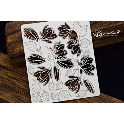 Snipart Chipboard - Magnolias - Openwork Magnolias - Large Set