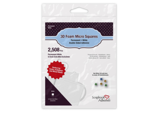 3D Foam Micro Squares - Double-Sided Adhesive - White