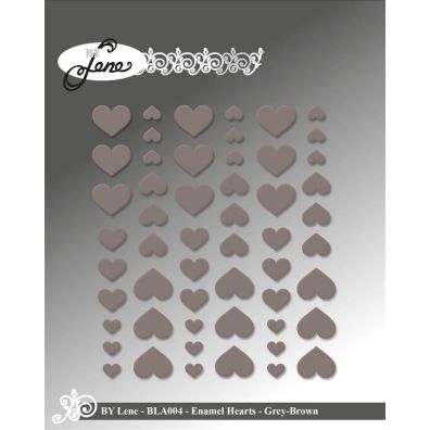 By Lene - Enamel Hearts - Grey-Brown