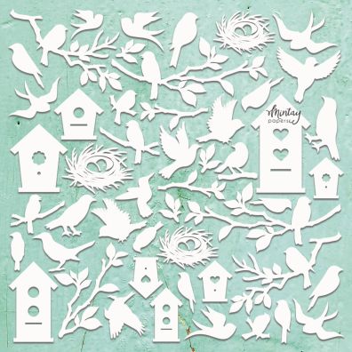 Add on Juni - Mintay Papers - Chippies - Birds - 12x12 Chipboard