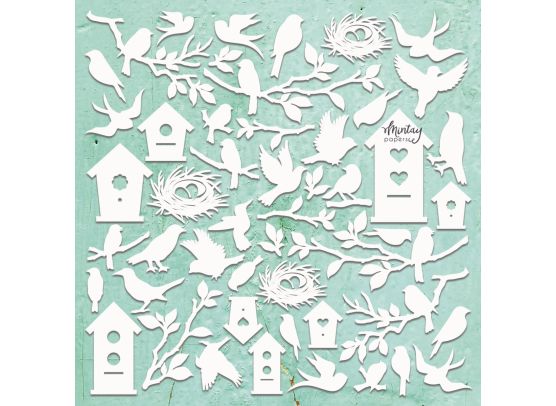 Add on Juni - Mintay Papers - Chippies - Birds - 12x12 Chipboard