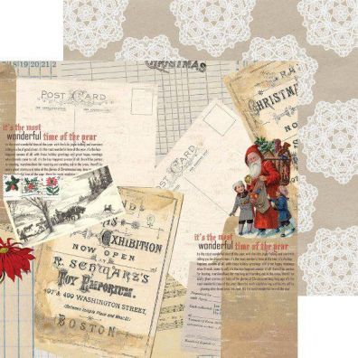 Teresa Collins Santas List Postcard 12x12 mønsterpapir